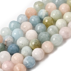 Morganite Natural Morganite Beads Strands, Faceted(128 Facets), Round, 12~12.5mm, Hole: 1mm, about 31pcs/strand, 14.76~14.88''(37.5~37.8cm)