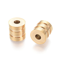 Golden 304 Stainless Steel Groove Beads, Column, Golden, 10.5x10mm, Hole: 3mm