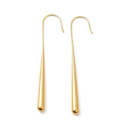 Golden Ion Plating(IP) 304 Stainless Steel Dangle Earrings, Teardrop, Golden, 73x5mm