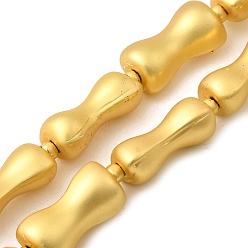 Матовый Золотой Стеклянные бусины с гальваническим покрытием , бамбуковую палку, матовый золотой, 16.5x8.5x7 мм, отверстие : 1 мм, около 22 шт / нитка, 15.75'' (40 см)
