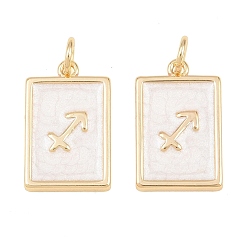 Sagittarius Brass Enamel Pendants, Rectangle Charms, Rack Plating, Cadmium Free & Lead Free, Long-Lasting Plated, Golden, Sagittarius Charms, 17.5x11x2mm, Hole: 3mm