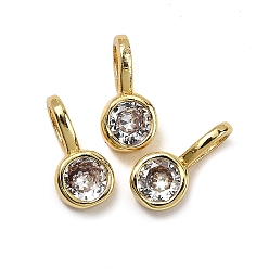 Прозрачный Плоские круглые микро медные проложит кубических прелести диоксида циркония, стойки покрытие, долговечный, без кадмия и без свинца, золотые, прозрачные, 10.5x5.5x3.5 мм, отверстие : 4x2.5 мм