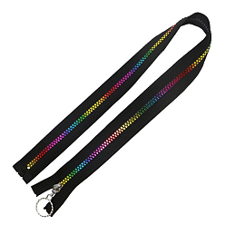 Black #5 Nylon Coil Zippers Rainbow Zipper Tape, Resin Coil Colorful Teeth, Black, 0.65 Yard(60cm)