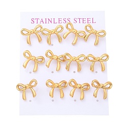 Настоящее золото 18K 304 из нержавеющей стали серьги, бантом, реальный 18 k позолоченный, 12.5x16 мм