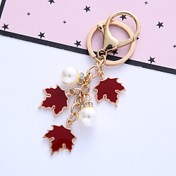 Burgundy Maple Leaf Artistic Pendant for Girlfriend's Birthday Gift - Couple Keychain, Bag Charm.