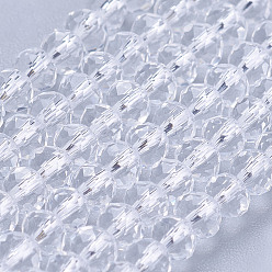 Clear Crystal Glass Beads Strands, Faceted, Rondelle, Clear, 3x2.5mm, Hole: 0.5mm, about 164~170pcs/strand, 16 inch