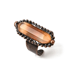 Carnelian Natural Carnelian Cuff Open Rings, Brass Rings, Oval, Red Copper, 36x14mm, US Size 8 1/2(18.5mm)