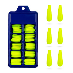 Green Yellow 100Pcs 10 Size Trapezoid Plastic False Nail Tips, Full Cover Press On False Nails, Nail Art Detachable Manicure, for Practice Manicure Nail Art Decoration Accessories, Green Yellow, 26~32x7~14mm, 10Pcs/size