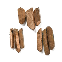 Темно-Золотистый Гальванизированный натуральный кристалл кварца, самородки, Топ пробуренной, темные золотарник, 21~43x5~13 мм, отверстие : 1 мм, 3 шт / комплект