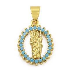 Светло-Голубой Стойка металлическая латунная микропрофилированная кубическая циркония подвески, долговечный, без кадмия и без свинца, реальный 18 k позолоченный, плоский круглый с королем, Небесно-голубой, 16x12x3 мм, отверстие : 4.5x3.5 мм