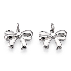 Нержавеющая Сталь Цвет Не тускнеющие 304 подвески из нержавеющей стали, с целью перехода в кольце, бантом, цвет нержавеющей стали, 10x12x2 мм, отверстие : 2.4 мм.