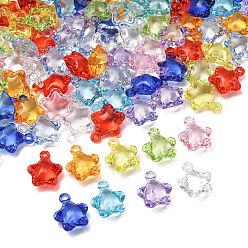 Couleur Mélangete Pendentifs acryliques transparents , charmes étoiles, couleur mixte, 18x15x8.5mm, Trou: 1.6mm, environ625 pcs / 500 g
