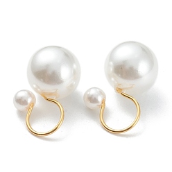 Real 18K Gold Plated Plastic Imitation Pearl Cuff Earrings, with 304 Stainless Steel Findings, Round, Real 18k Gold Plated, 18mm, Pin: 0.7mm