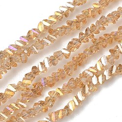 Сэнди Коричневый Гальванизируйте прозрачное стекло бисер нитей, треугольные, граненые, AB цвет, песчаный коричневый, 3x2x2 мм, отверстие : 0.7 мм, около 135 шт / нитка, 9.21'' (23.4 см)