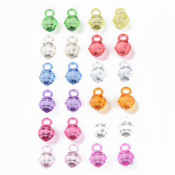 (52) Непрозрачная лаванда Прозрачные акриловые подвески, граненые, круглые, разноцветные, 18x11x11 мм, отверстие : 4 мм