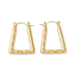 Real 18K Gold Plated Rack Plating 304 Stainless Hoop Earrings for Women, Trapezoid, Real 18K Gold Plated, 26.5x20.5x3mm