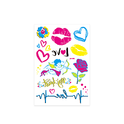 Heart Removable Temporary Water Proof Fluorescence Tattoos Paper Stickers, Valentine's day Themed Pattern, 21x14.5cm