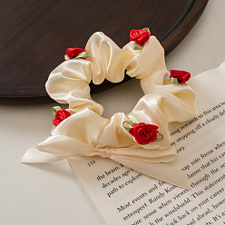 1# white circle red rose Romantic Rose Bow Hair Tie French Vintage Butterfly Headband Ribbon Hair Accessories