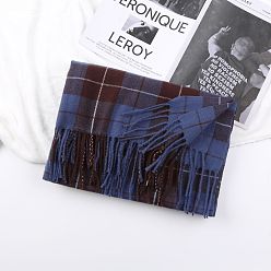 Royal Blue Unisex's Long Plaid Polyester Tassels Scarf, Winter/Fall Warm Large Soft Tartan Shawls Wraps, Royal Blue, 1750mm