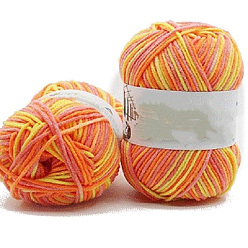 Orange 5-Ply Segment Dyed Milk Cotton Yarn, for Knitting Hat Blanket Scarf Clothes, Orange, 2.5mm, 50g/skein