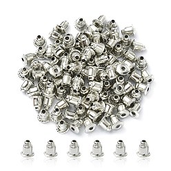 Platinum Iron Bullet Ear Nuts, Earring Backs, Platinum, 6x5mm, Hole: 1mm