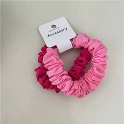 J156-C2 Rose Pink (Two Pieces) Colorful Fabric Scrunchies and Hair Ties Set for Bun Hairstyles