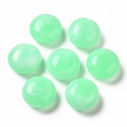 Medium Spring Green Transparent Acrylic Beads, Two Tone, Flat Round, Medium Spring Green, 15.5x8mm, Hole: 1.5mm, about: 390pcs/500g