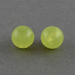 Желто-Зеленый Имитации акриловых шариков желе, круглые, желто-зеленый, 20 мм, отверстие : 3 мм, Около 105 шт / 500 г