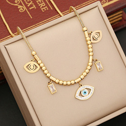 1# necklace Jewelry square eye necklace fashion turquoise stainless steel clavicle chain zircon necklace N1112