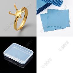 Golden 1Pc Adjustable Sterling Silver Finger Ring Components, Engagement Solitaire Ring Setting 4 Prong Ring Settings, with S925 Stamp, Golden, Inner Diameter: 19.4mm, Tray: 7x10mm