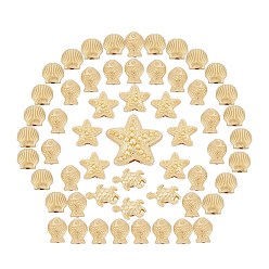 Light Gold SUNNYCLUE 80Pcs 4 Style Rack Plating Alloy Beads, Cadmium Free & Lead Free, Light Gold, Tortoise, Scallop, Starfish, Fish, 8.5~14x9~11x4~5.5mm, Hole: 1~2mm, 20pcs/style