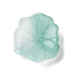 Medium Aquamarine Transparent Glass Beads Caps, Lotus Leaf, Medium Aquamarine, 25x24x6mm, Hole: 1.4mm