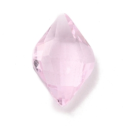 Pink Pointed Back Glass Imitation Rhinestone Cabochons, Rhombus, Pink, 14x9x4.5~5mm