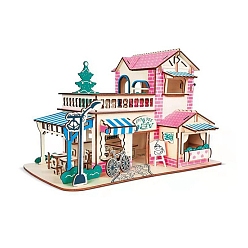 Old Lace DIY 3D Wooden Puzzle, Hand Craft Coffee Shop Model Kits, Gift Toys for Kids and Teens, Old Lace, 232x344x233mm, 161pcs/set