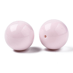 Pink Opaque Acrylic Beads, Round, Pink, 29.5mm, Hole: 3mm, about 31pcs/500g