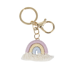 #1 Nordic style small rainbow pendant handmade cotton thread weaving key chain tassel bag car ornament female