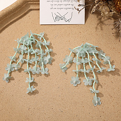 Аквамарин Подвески из ткани и акрила, бахрома листьев, аквамарин, 80x33 мм