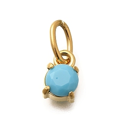 Небесно-голубой 304 из нержавеющей стали амулеты горный хрусталь, ионное покрытие (ip), плоские круглые прелести, голубой, 8x5.5x3.5 мм, отверстие : 4.5x3 мм