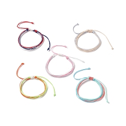 Mixed Color Waxed Polyester Multi-strand Bracelet, Adjustable Bracelet for Women, Mixed Color, Inner Diameter: 2-1/8~3-5/8 inch(5.3~9.1cm)