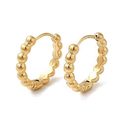 Real 18K Gold Plated 304 Stainless Steel Round Ball Beaded Hoop Earrings for Women, Real 18K Gold Plated, 16.5x3x17mm