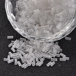 Clear Tube Transparent Colours Round Hole Glass Bugle Beads, Clear, 3~5x1.8~2mm, Hole: 0.8mm, about 12000pcs/450g