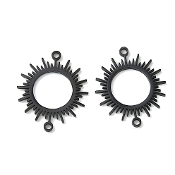 Черный 304 подвески с полыми соединителями из нержавеющей стали, ионное покрытие (ip), солнце, чёрные, 16x19x1 мм, отверстие : 1.2 мм