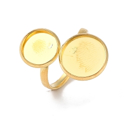Настоящее золото 18K 304 открытые кольца манжеты из нержавеющей стали, настройка кольца колодки, плоско-круглые, реальный 18 k позолоченный, внутренний диаметр: 17 мм, лоток: 12 & мм 10 мм