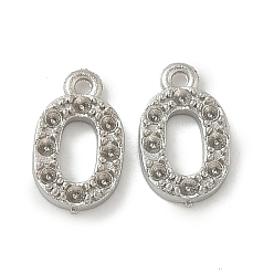 Letter O 304 Настройки горный хрусталь из нержавеющей стали кулон, цвет нержавеющей стали, Письмо O, пригодный для стразов 1 мм, 8x5x1 мм, отверстие : 0.7 мм