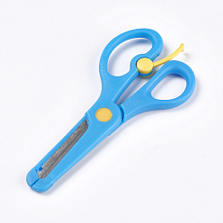 Deep Sky Blue Stainless Steel and ABS Plastic Scissors, Safety Craft Scissors for Kids, Deep Sky Blue, 13.5x6.2cm
