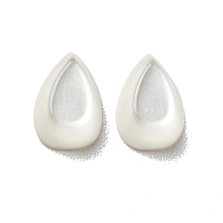 Floral White Resin Cabochons, Pearlized, Imitation Cat Eye, Teardrop, Floral White, 6.5x4x2mm