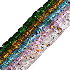 Couleur Mélangete Perles lampwork de feuille d'argent manuelles, cube, couleur mixte, 10~12x10~12x10~12mm, Trou: 1.5mm, Environ 40 pcs/chapelet, 16.54'' (42 cm)