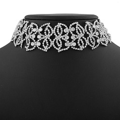 White K Stylish Diamond-Encrusted Choker Necklace with Claw Pattern and Hollow Design