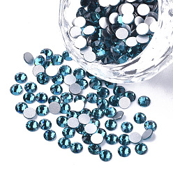 Indicolite Glass Flat Back Rhinestone Cabochons, Back Plated, Faceted Half Round, Indicolite, SS20, 4.6~4.8x2mm, about 1440pcs/bag
