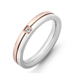 Rose Gold Titanium Steel Rhinestone Finger Rings for Women, Couple Rings, Rose Gold, US Size 7(17.3mm)
